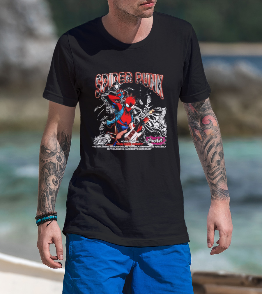 Spider Punk Hobie Brown Punk Rock Spider I Am Not A Hero T-Shirt