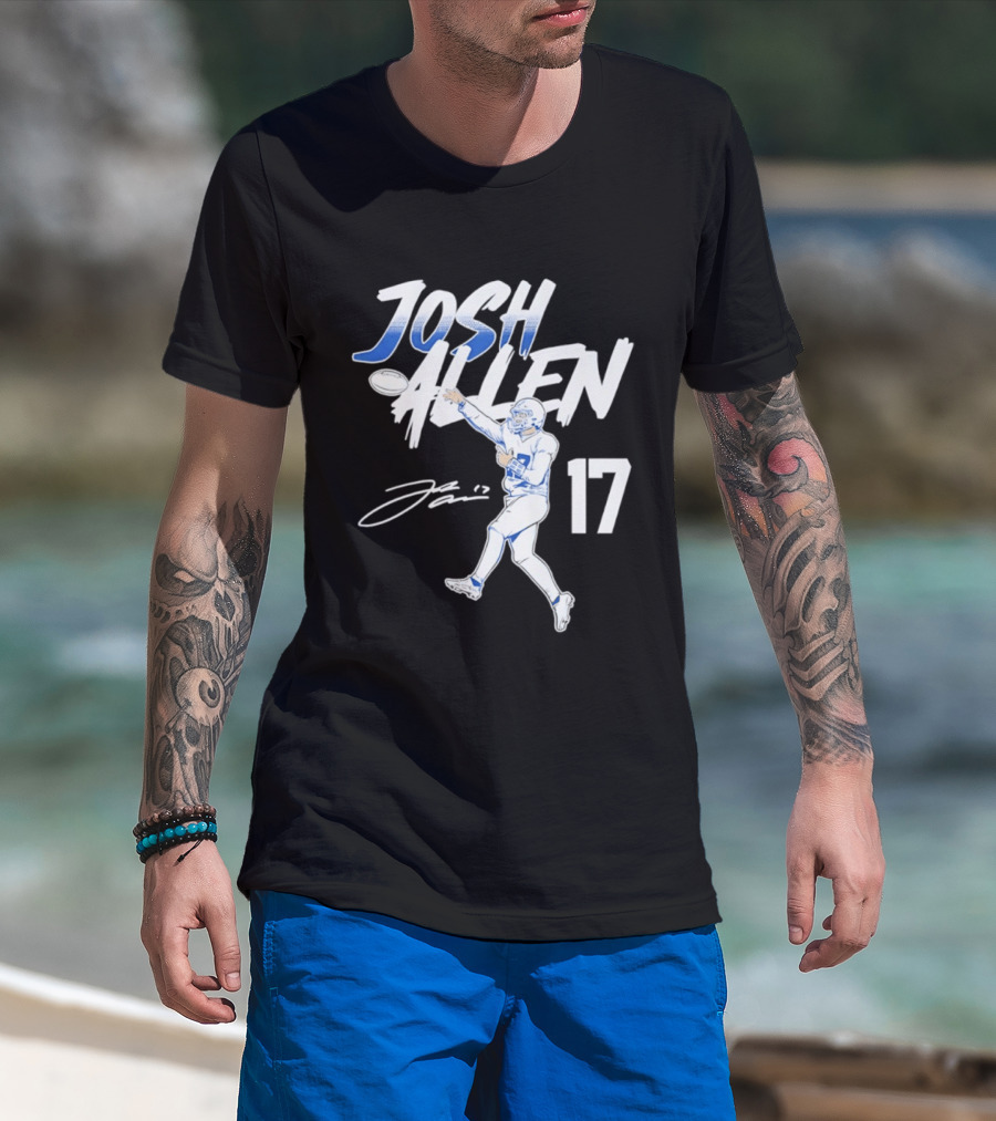 Josh Allen 17 Buffalo Bills Football Star 2026 Pose T-Shirt