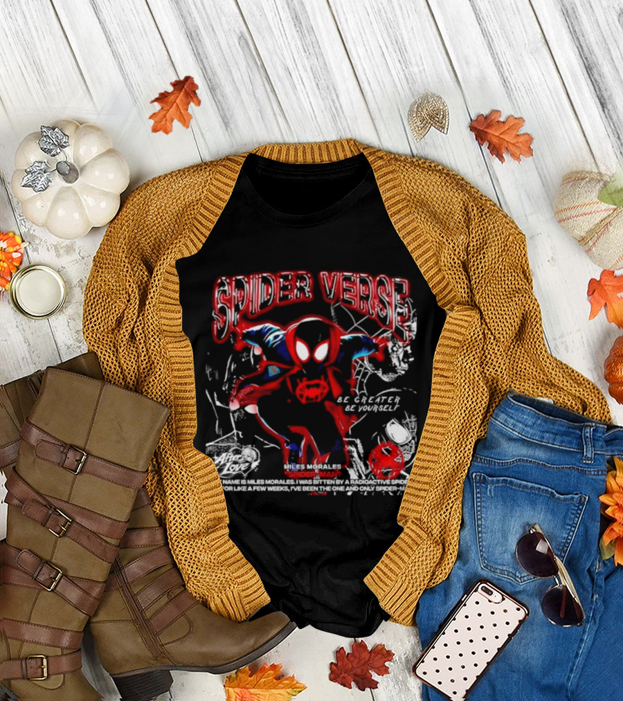 Spider Verse Miles Morales Be Greater Be Yourself Spider Man Marvel T-Shirt