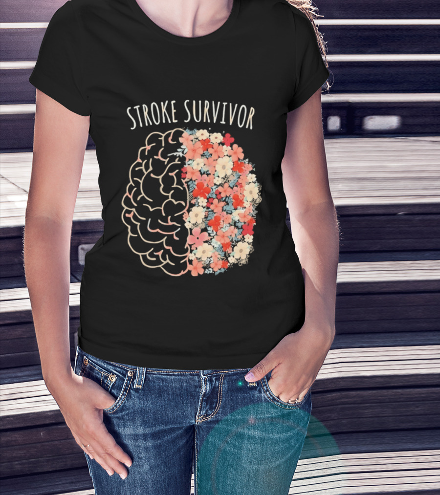 Stroke Survivor Brain With Floral T-Shirt