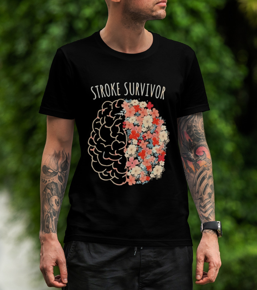 Stroke Survivor Brain With Floral T-Shirt