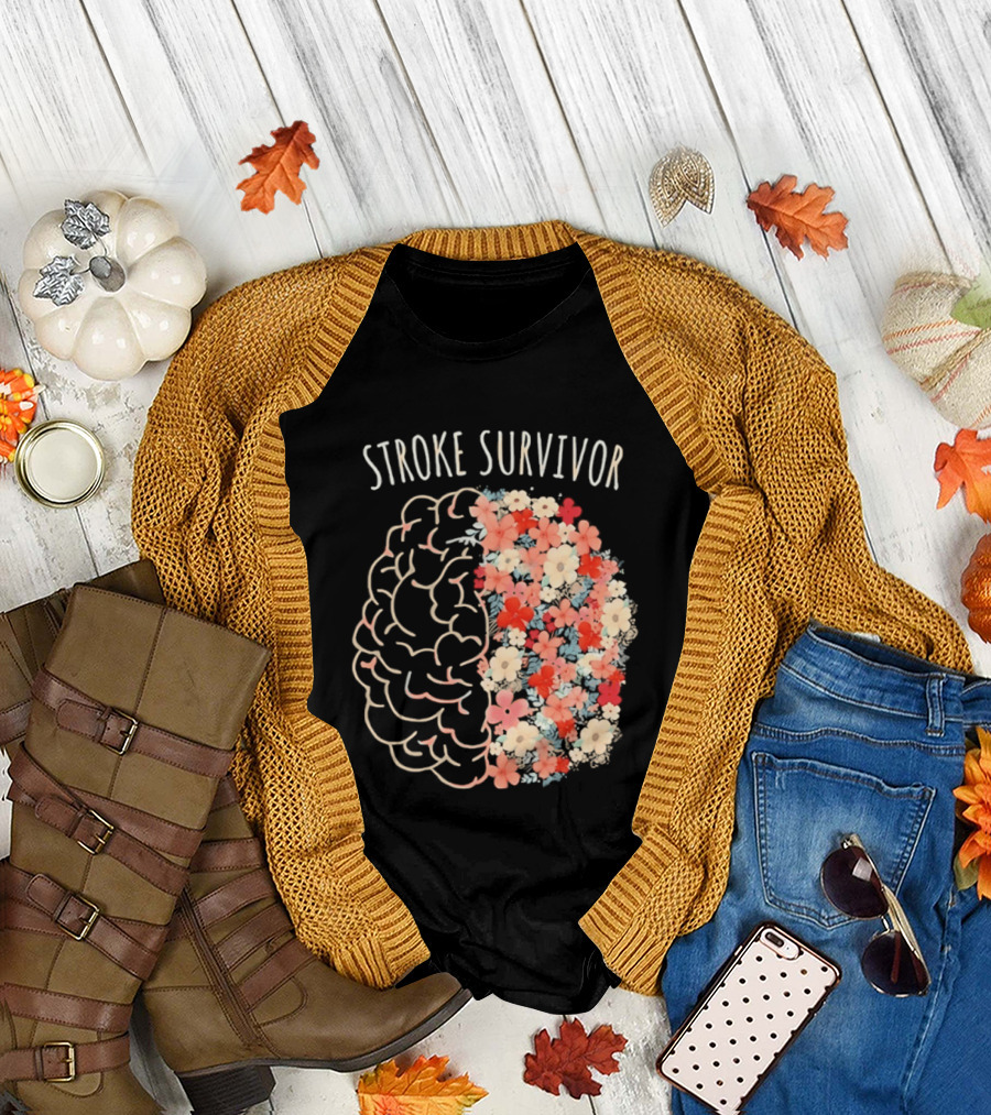 Stroke Survivor Brain With Floral T-Shirt