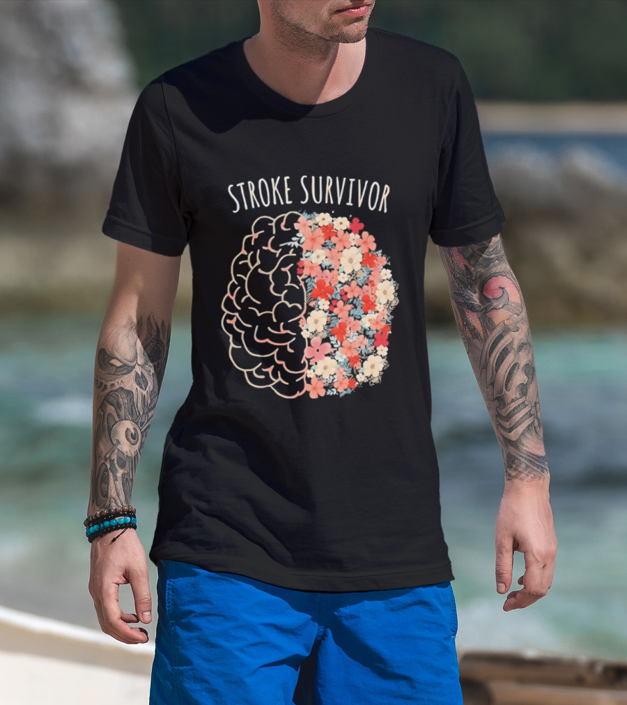 Stroke Survivor Brain With Floral T-Shirt