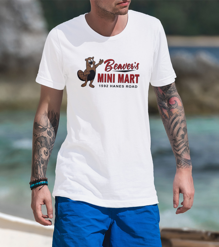 Beaver's Mini Mart Mascot Logo 1592 Hanes Road T-Shirt