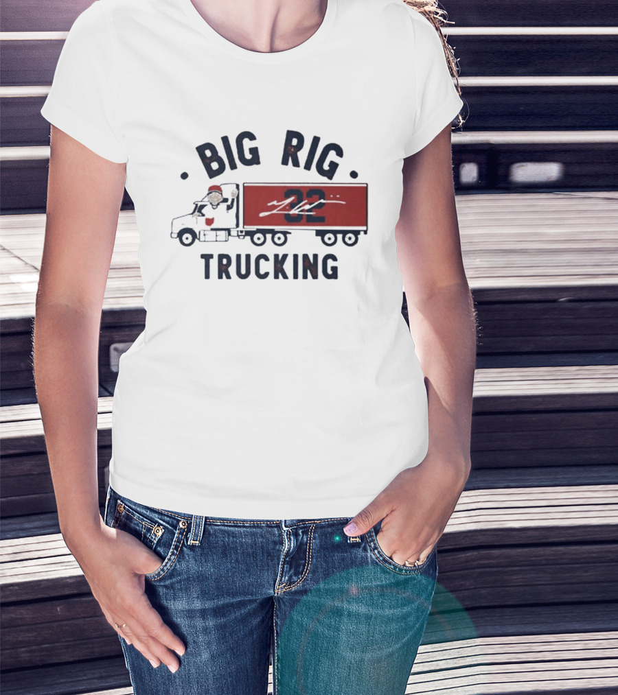 Big Rig Trucking 32 Cartoon Truck Driver With Red Cap T-Shirt