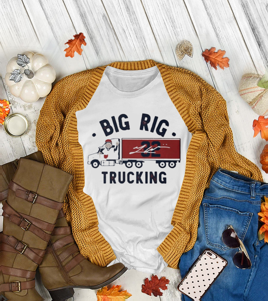 Big Rig Trucking 32 Cartoon Truck Driver With Red Cap T-Shirt