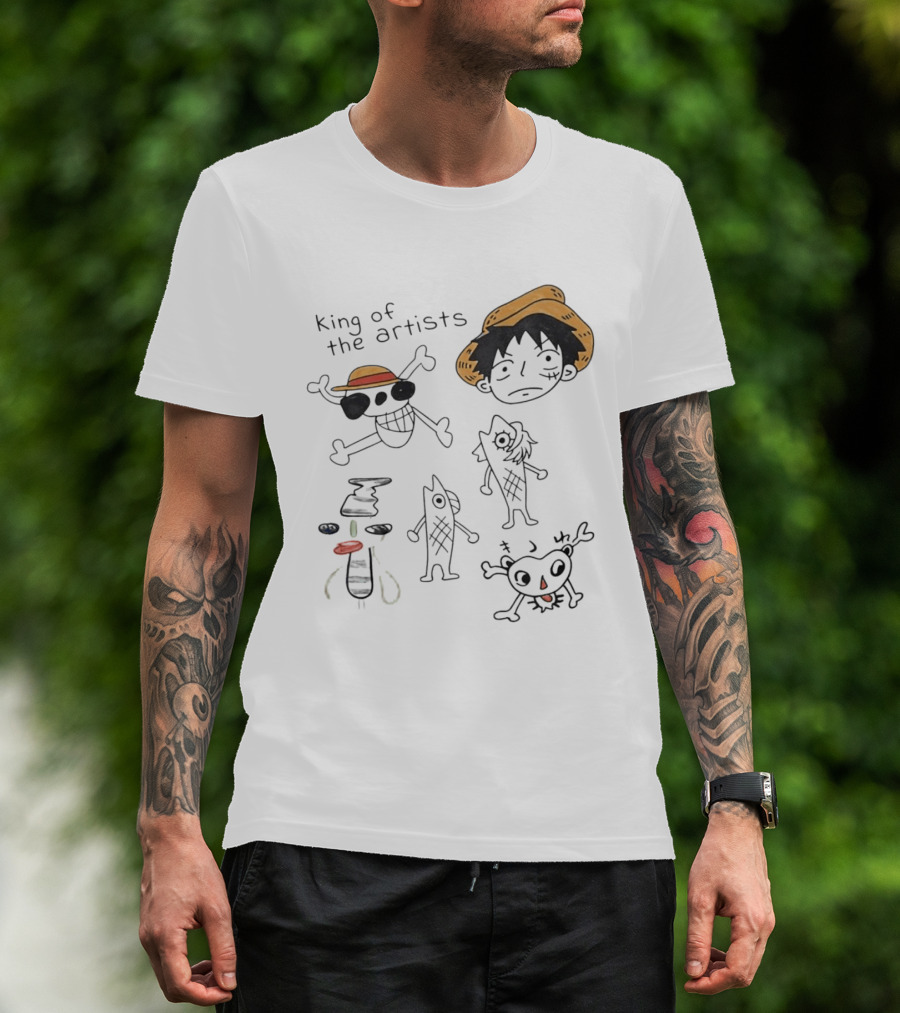King Of The Artists One Piece Straw Hat Skull Luffy Sketches T-Shirt