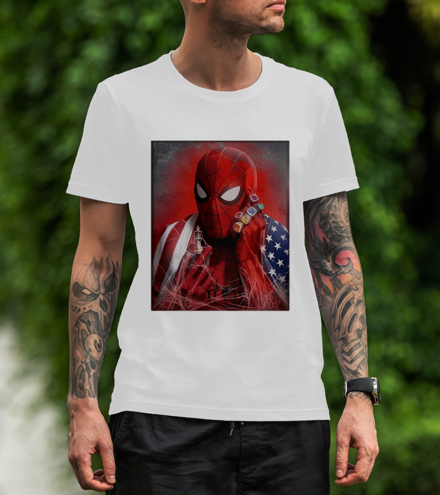 Spider Man Infinity Gauntlet Chess Piece American Flag Avengers Endgame Russo Brothers T-Shirt