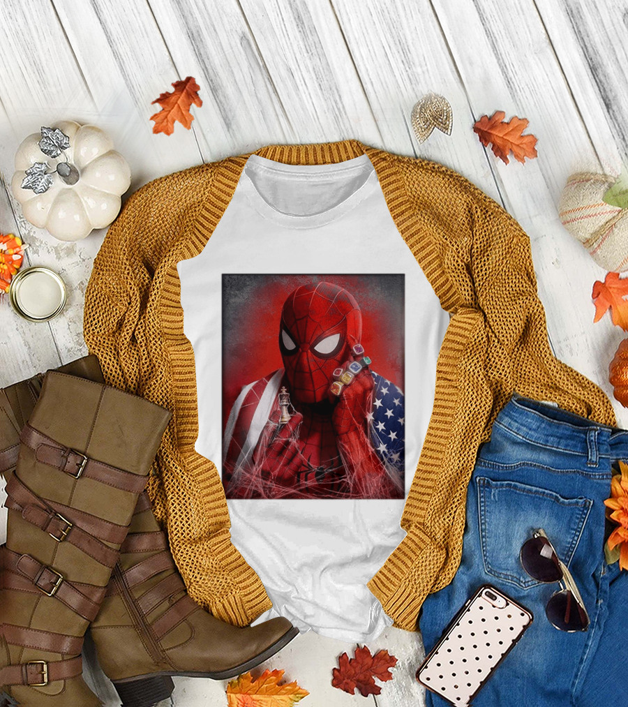 Spider Man Infinity Gauntlet Chess Piece American Flag Avengers Endgame Russo Brothers T-Shirt
