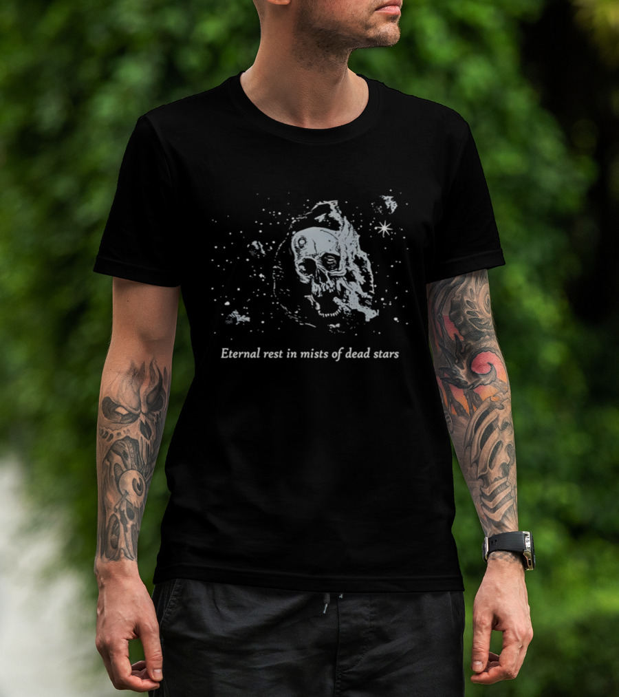 Eternal Rest In Mists Of Dead Stars Skull Space T-Shirt