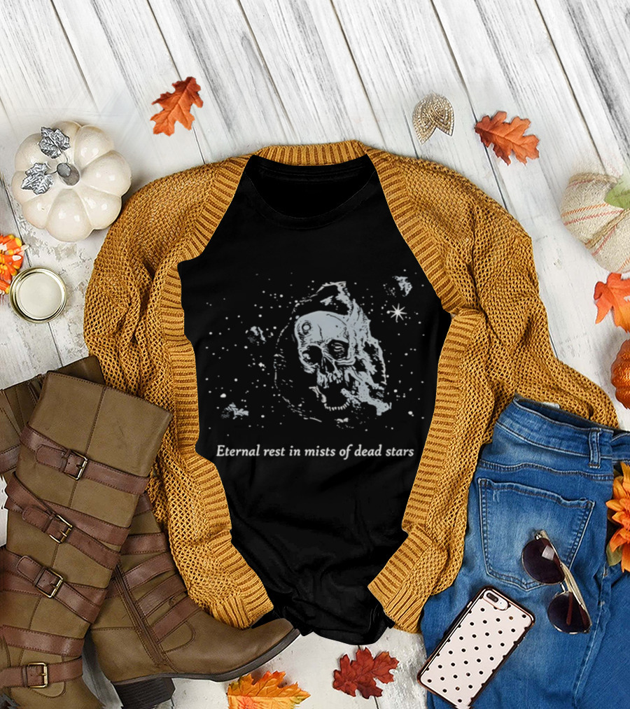 Eternal Rest In Mists Of Dead Stars Skull Space T-Shirt