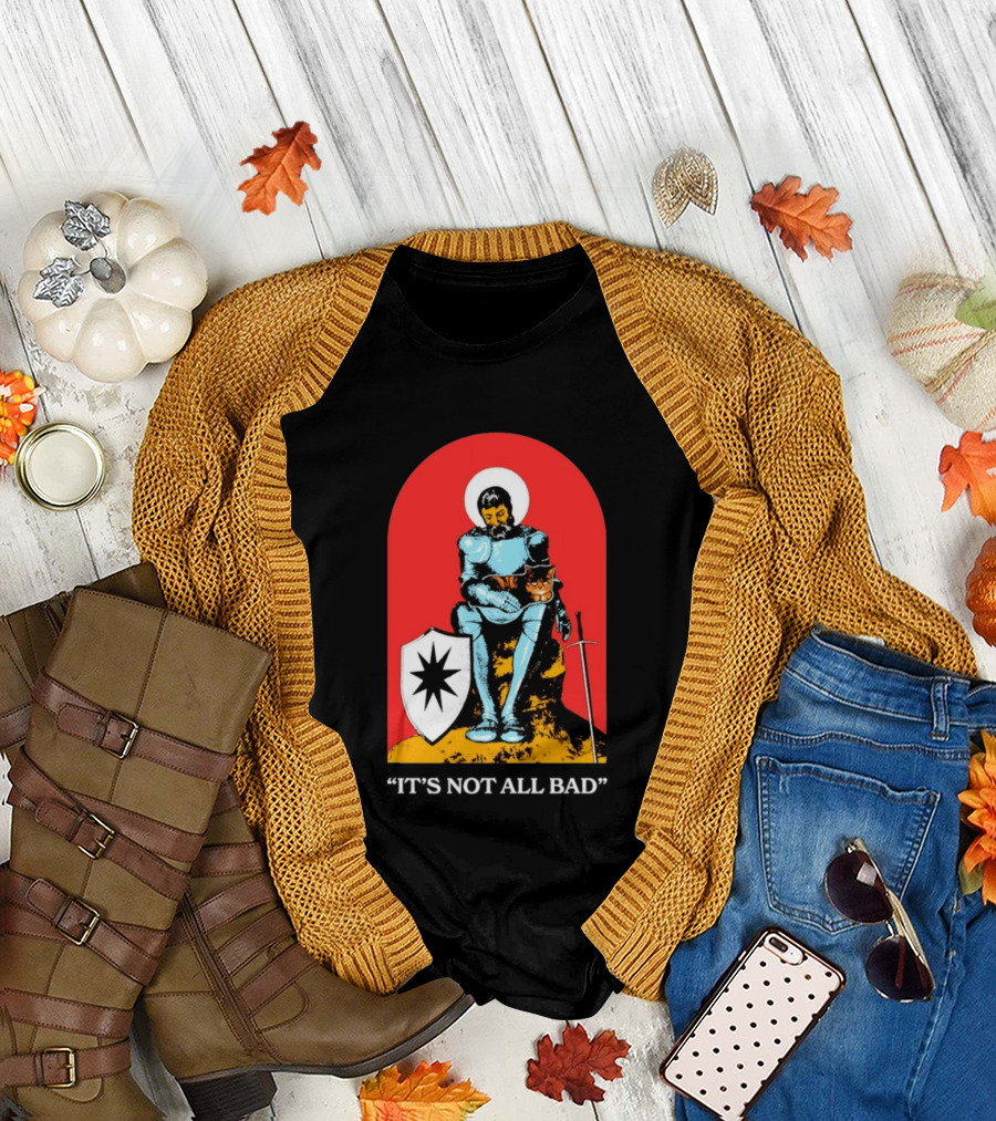 Knight With Armor And Cat Companion On Red T-Shirt
