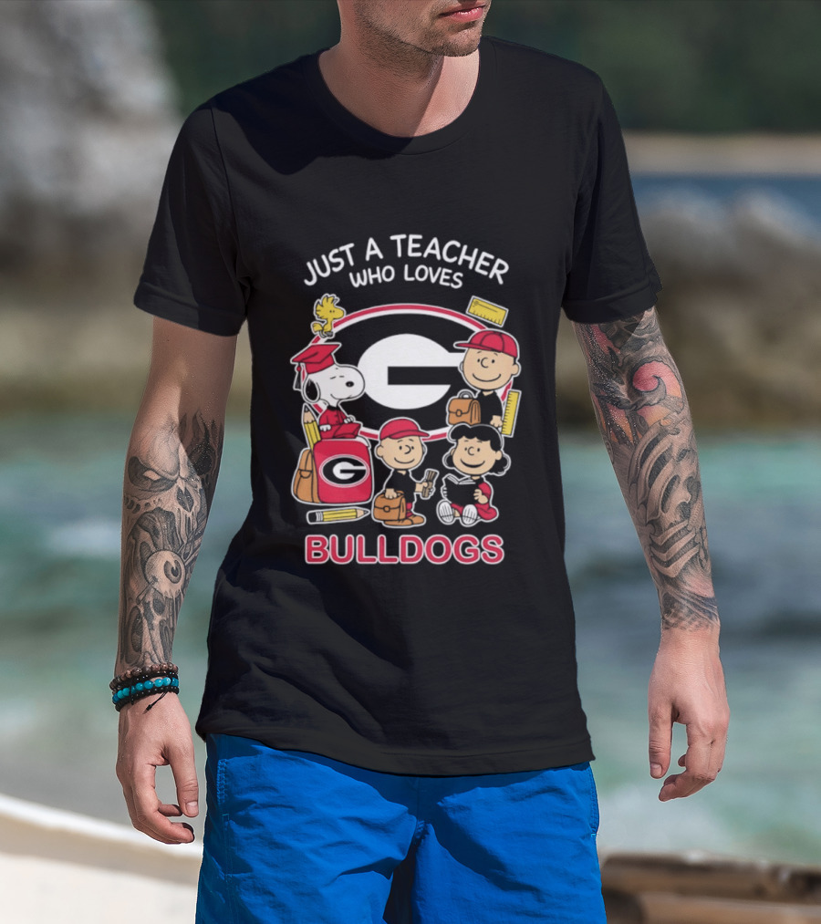 Just A Teacher Who Loves Bulldogs Peanuts X Georgia Football Academics T-Shirt