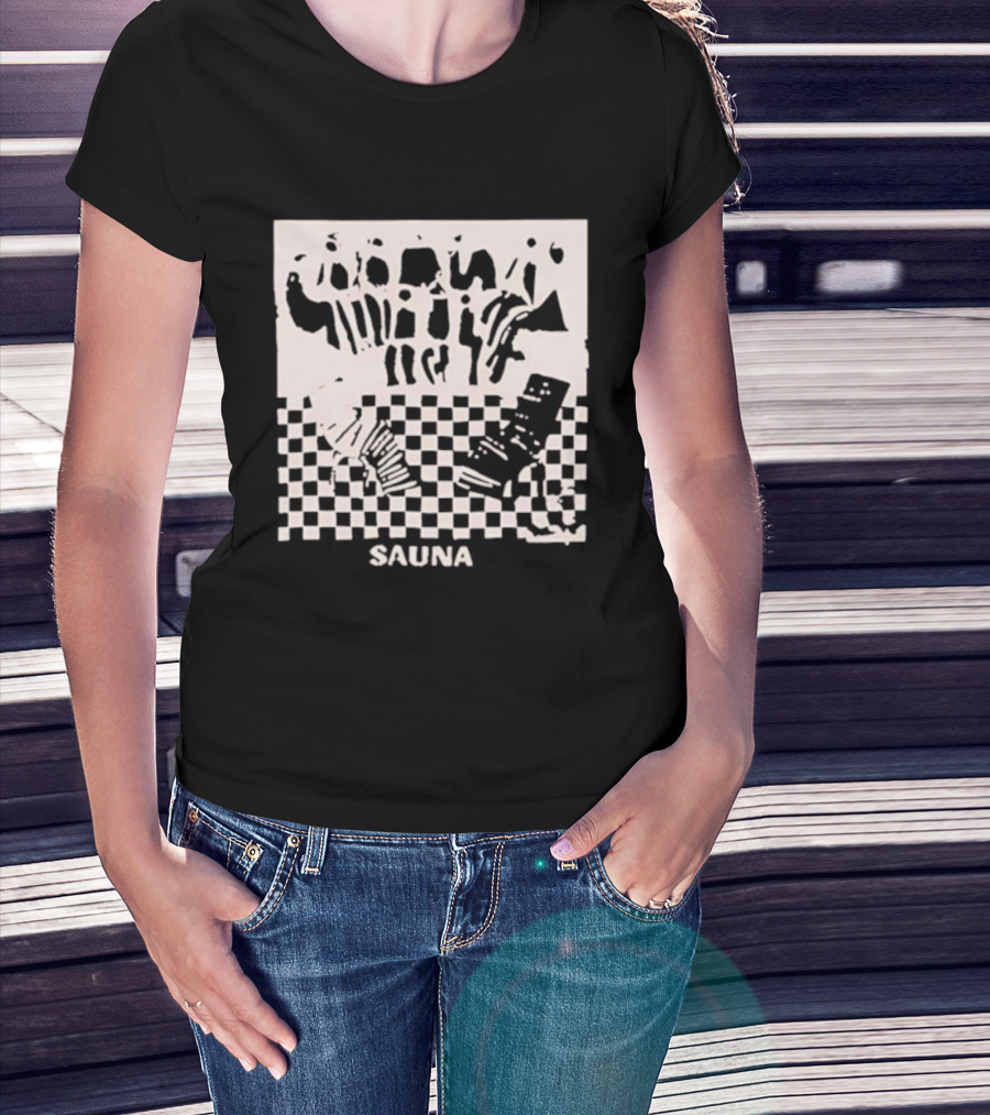 Sauna Checkered Patterns Accordion Instruments T-Shirt