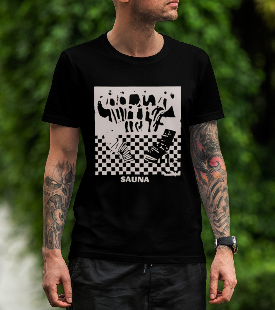 Sauna Checkered Patterns Accordion Instruments T-Shirt