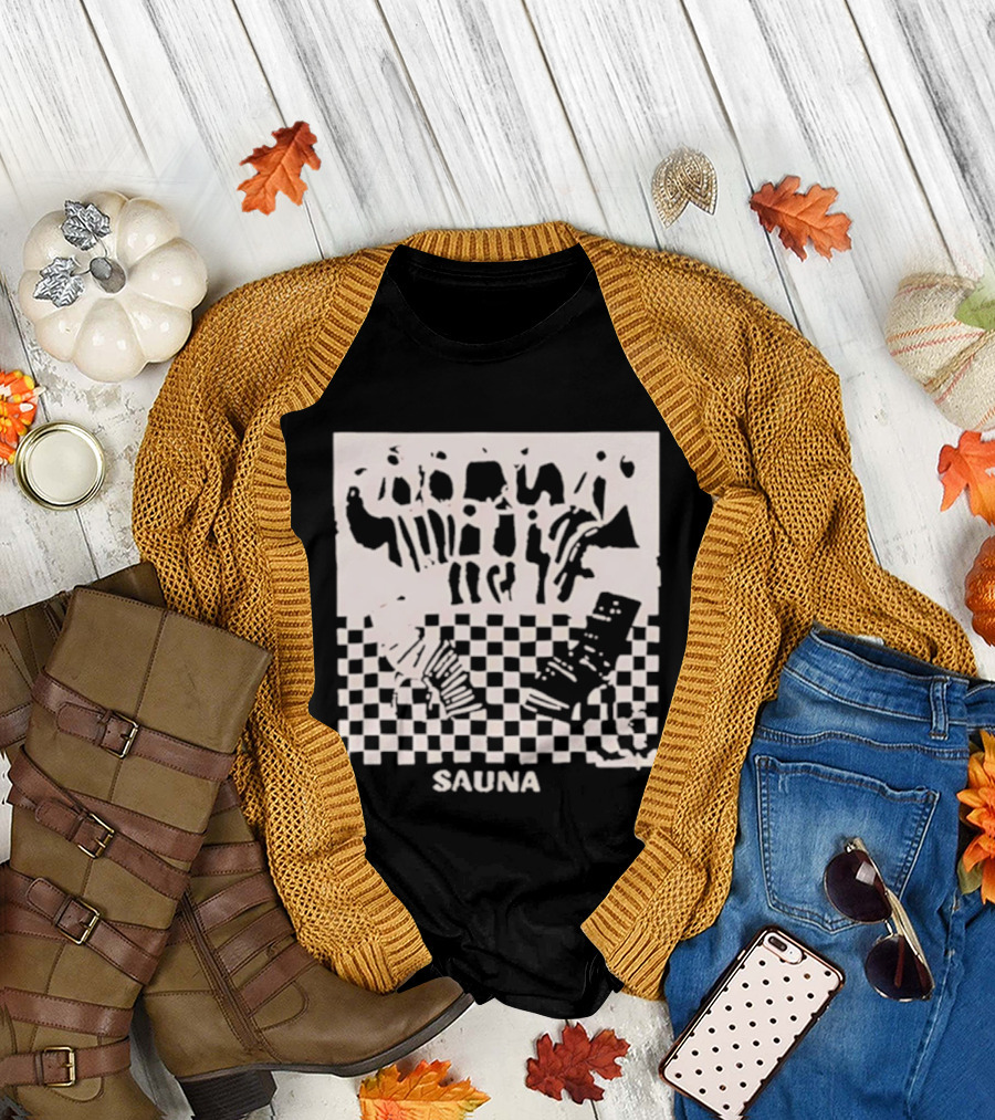 Sauna Checkered Patterns Accordion Instruments T-Shirt