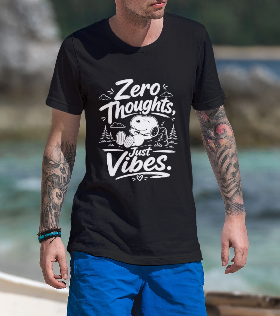 Zero Thoughts Just Vibes Snoopy Peanuts Relaxing T-Shirt