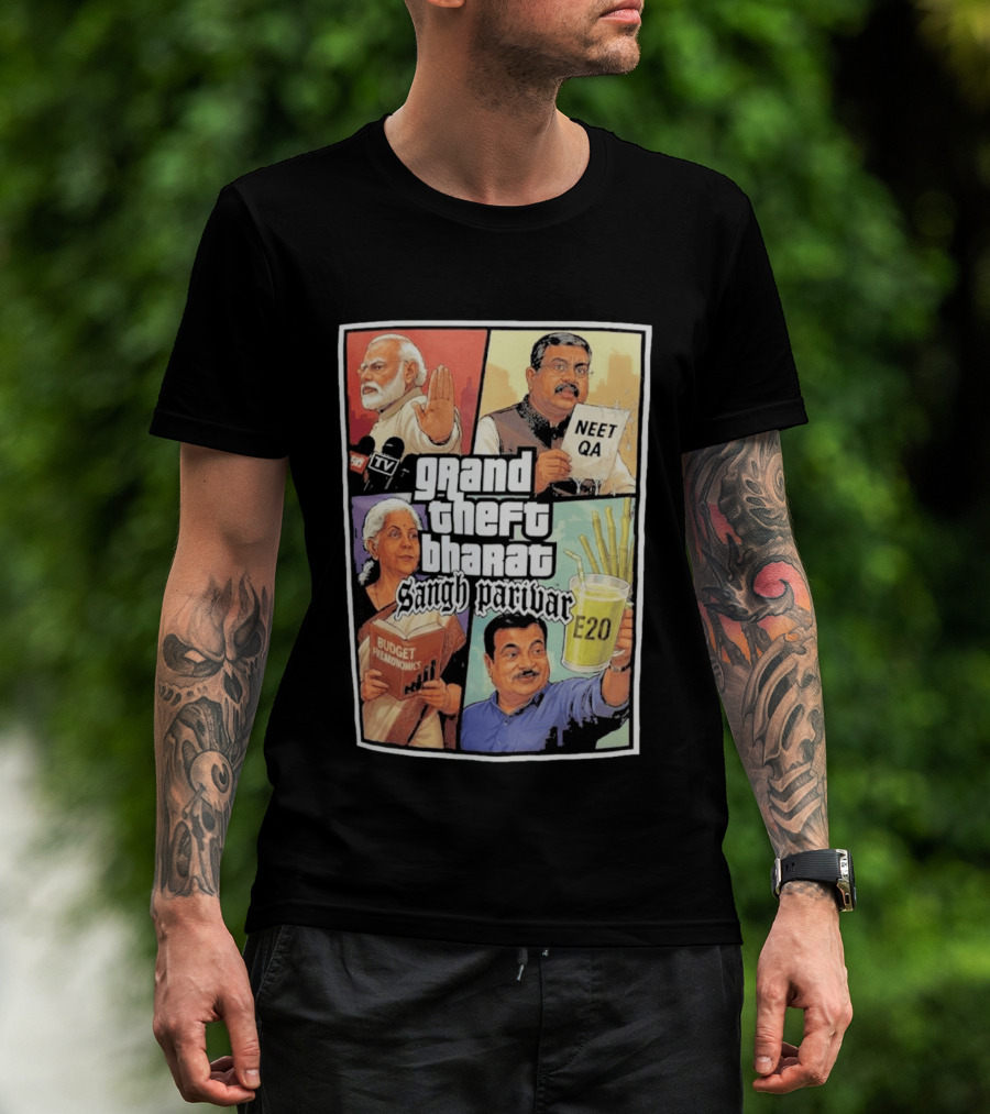 Grand Theft Bharat Sangh Parivar NEET QA Budget Perkonomics E20 T-Shirt