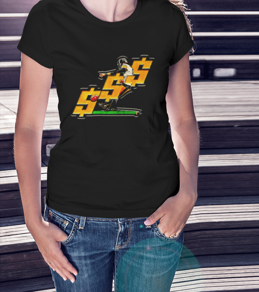 Pittsburgh Steelers Chris Boswell Kicking Football Dollar Sign T-Shirt