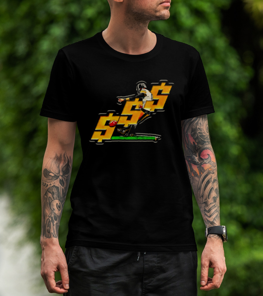 Pittsburgh Steelers Chris Boswell Kicking Football Dollar Sign T-Shirt