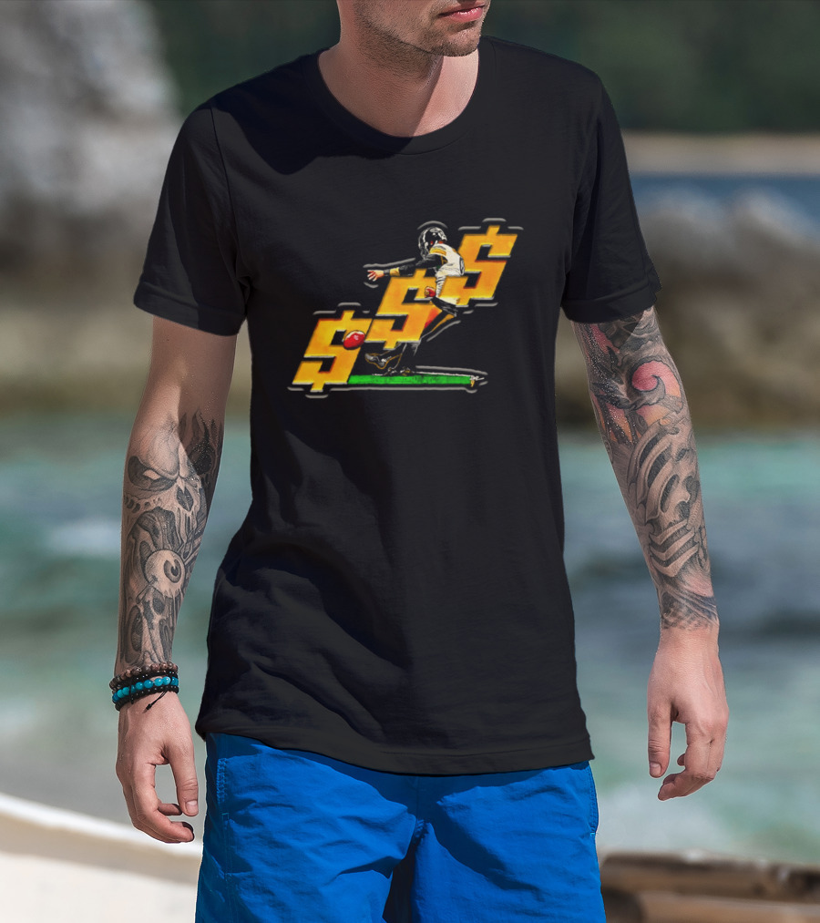 Pittsburgh Steelers Chris Boswell Kicking Football Dollar Sign T-Shirt