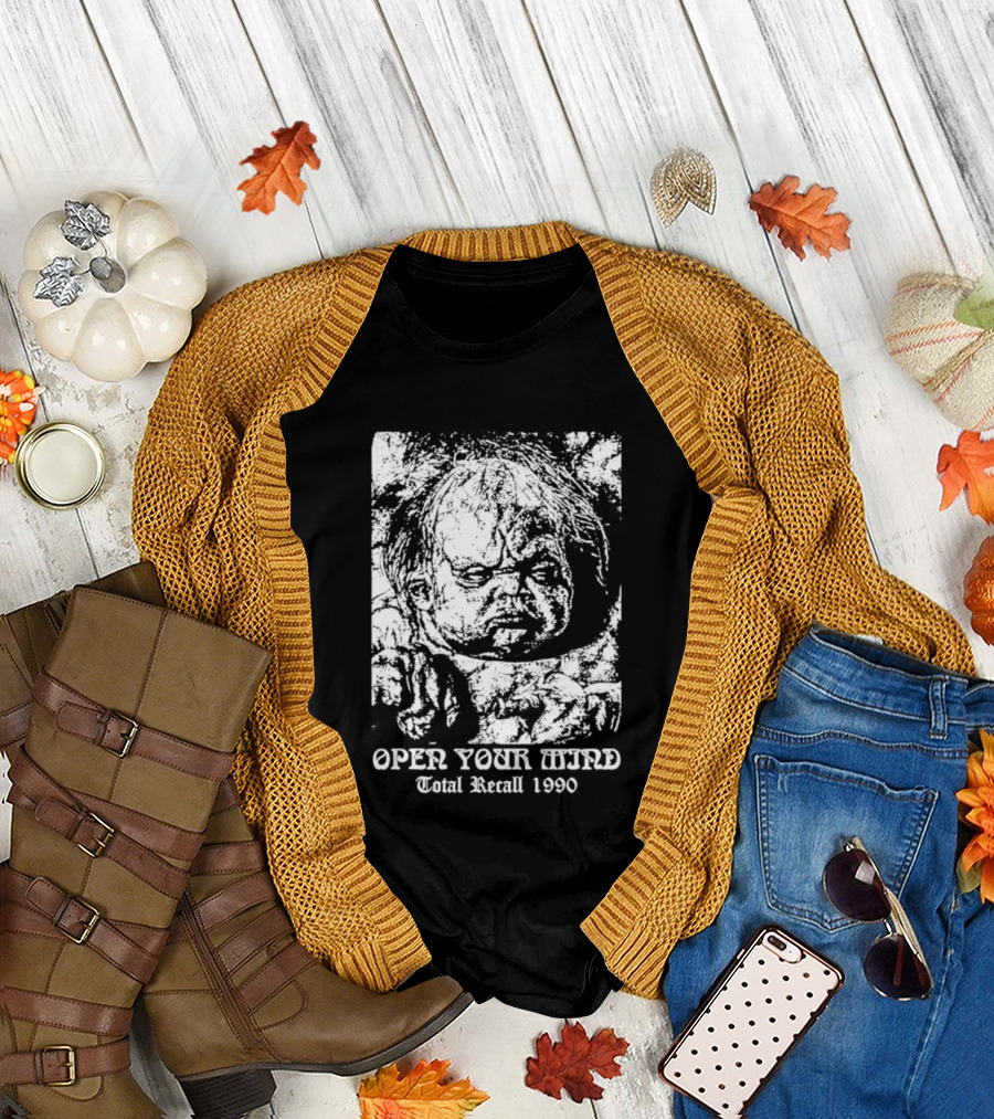 Open Your Mind Total Recall 1990 Arnold Schwarzenegger T-Shirt