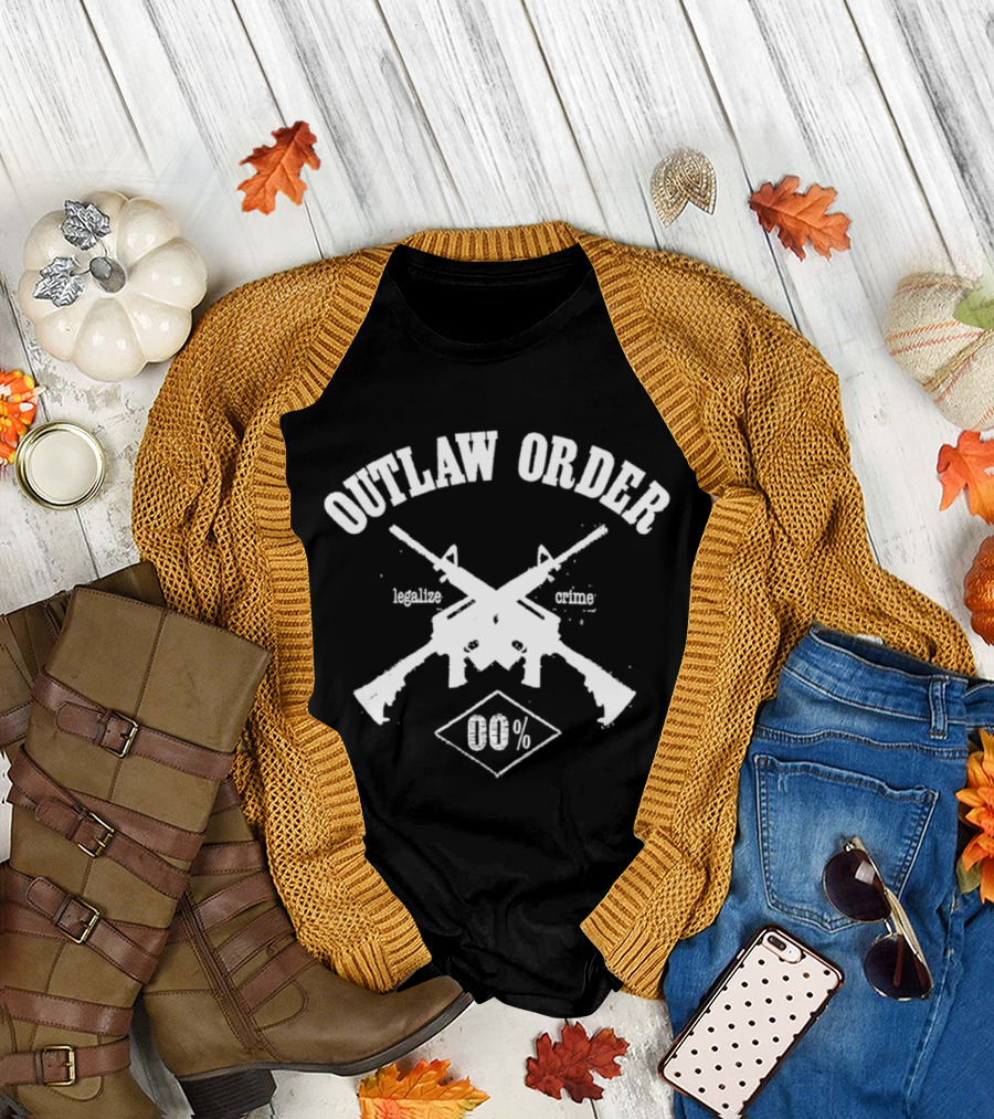 Outlaw Order Legalize Crime 00% Anarchy Crossed Rifles T-Shirt
