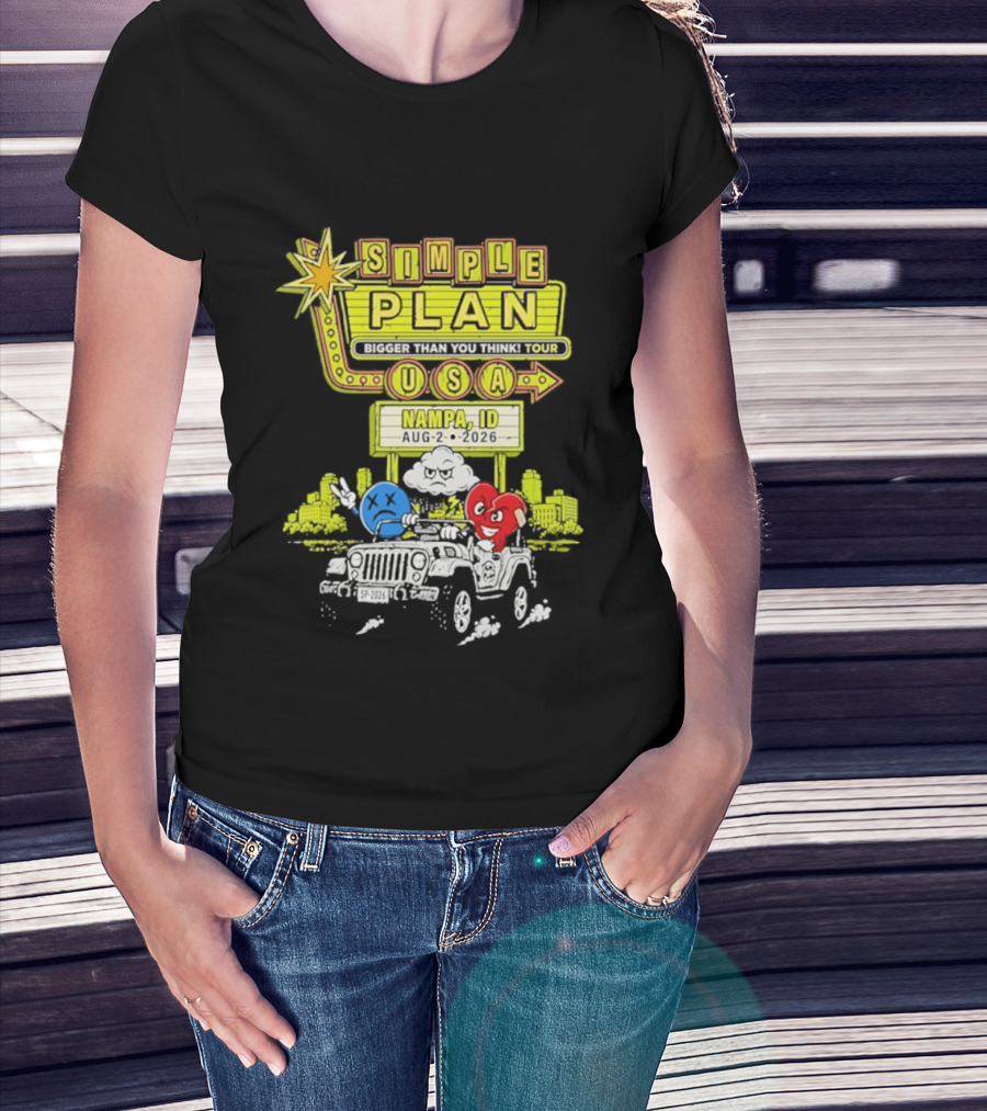 Simple Plan Bigger Than You Think Tour Nampa ID USA August 2 2026 T-Shirt