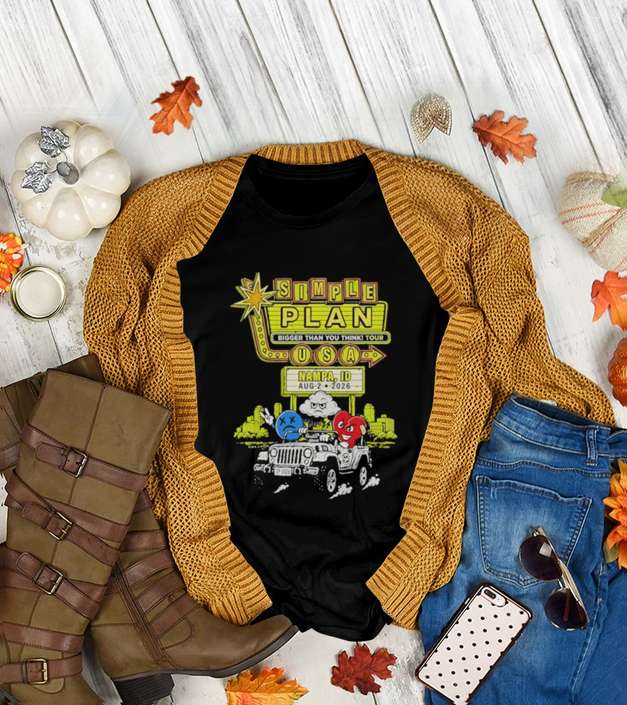 Simple Plan Bigger Than You Think Tour Nampa ID USA August 2 2026 T-Shirt