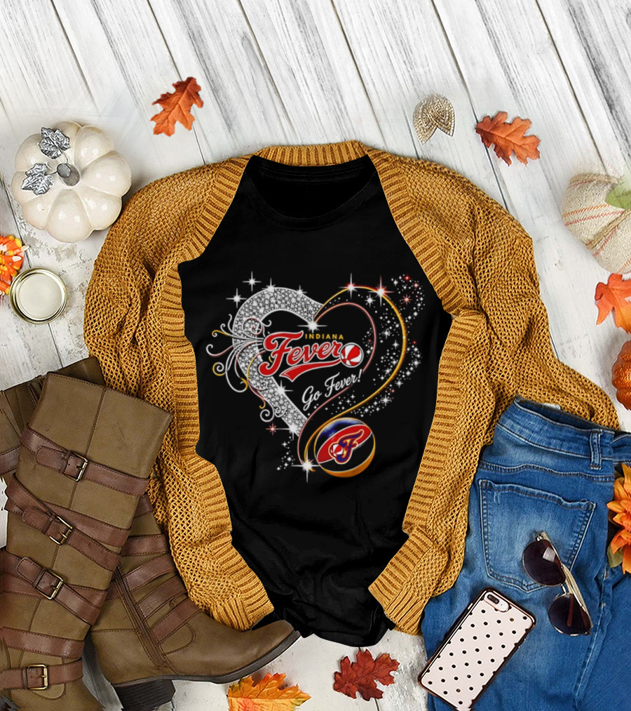 Indiana Fever Heart Go Fever Diamond Sparkle T-Shirt