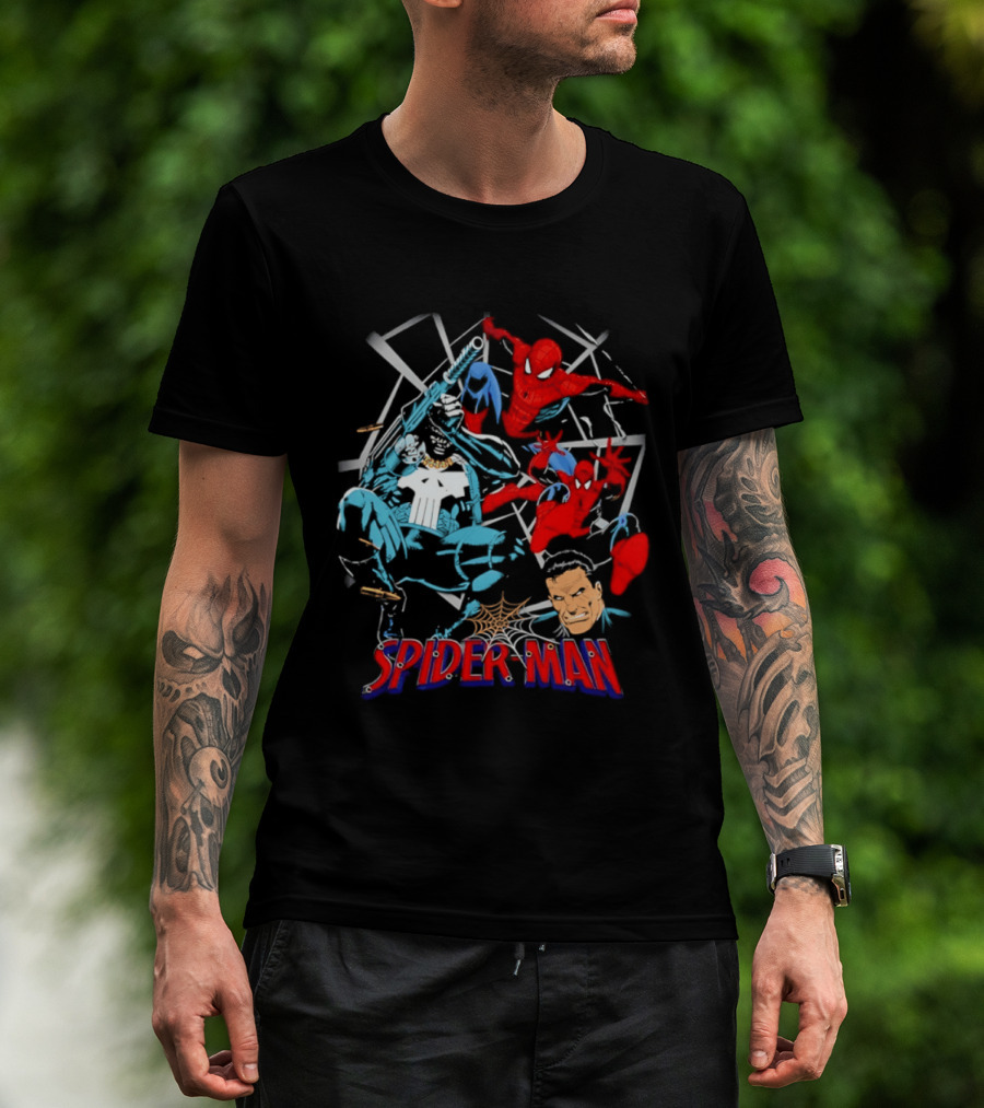 Spider Man Punisher Marvel Comics Crossover Action T-Shirt