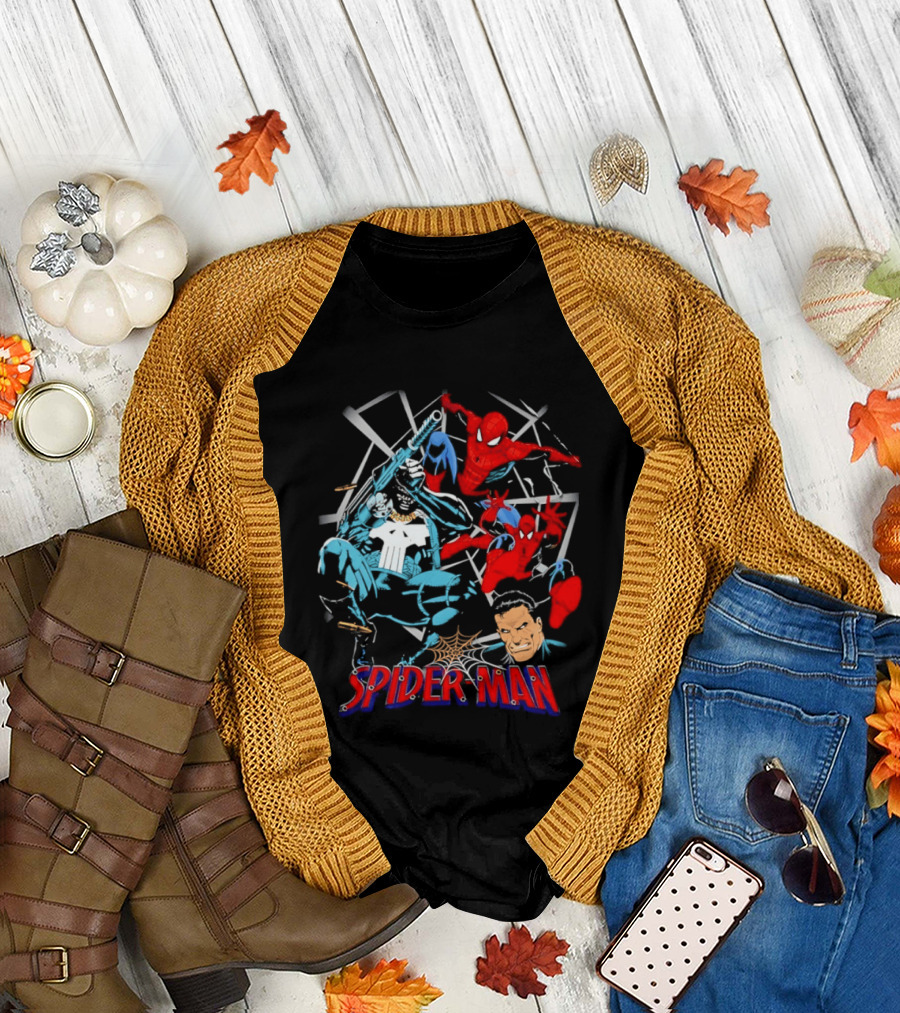 Spider Man Punisher Marvel Comics Crossover Action T-Shirt