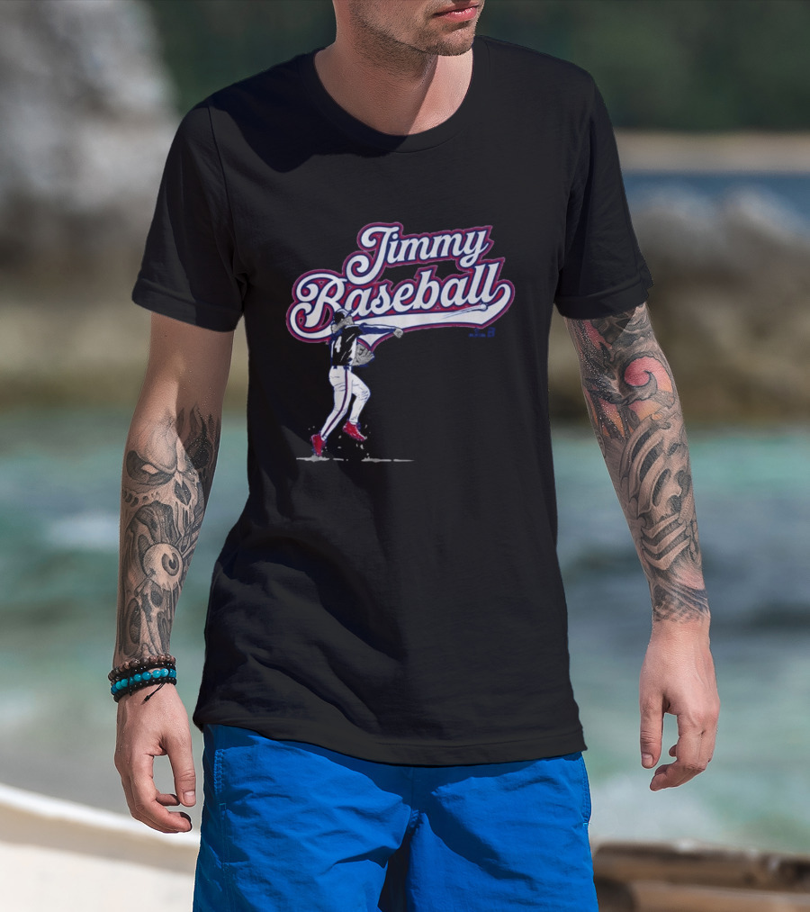 Jimmy Baseball Vintage Style Player Swinging Bat T-Shirt