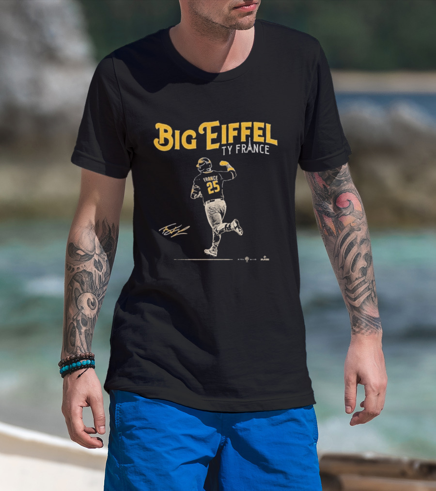 Big Eiffel Ty France 25 Baseball Player T-Shirt