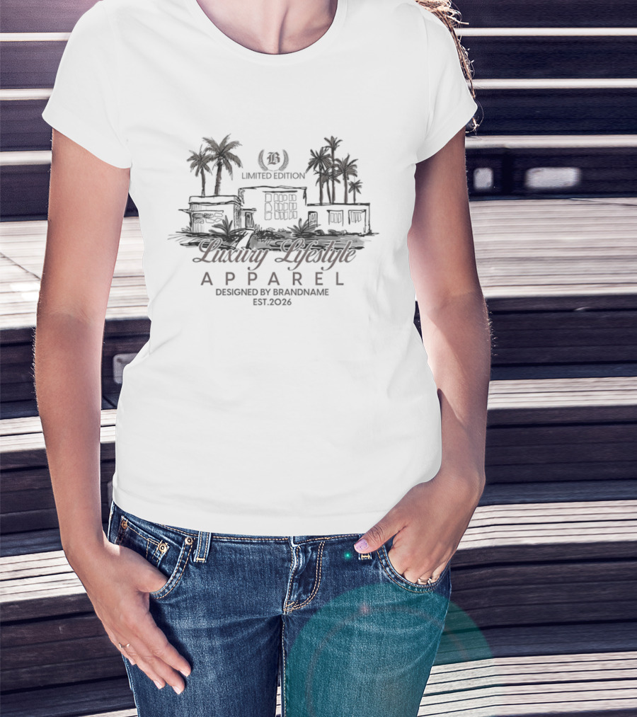 Luxury Lifestyle Apparel Limited Edition Brandname Est 2026 Palm Trees T-Shirt