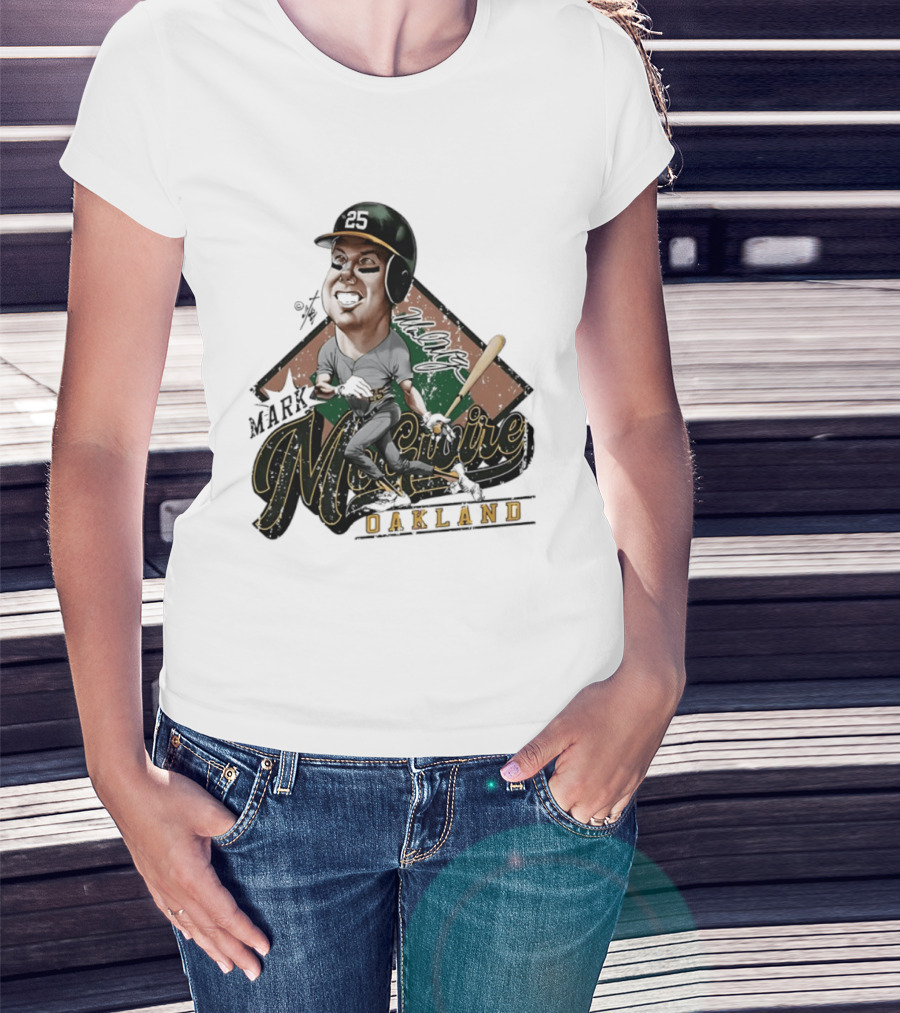 Mark McGwire Oakland Athletics Baseball Caricature Bruce Stark T-Shirt