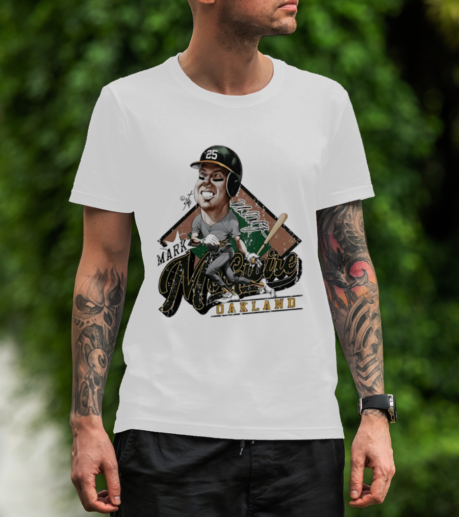 Mark McGwire Oakland Athletics Baseball Caricature Bruce Stark T-Shirt