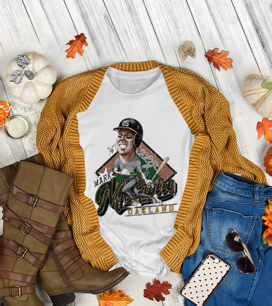 Mark McGwire Oakland Athletics Baseball Caricature Bruce Stark T-Shirt