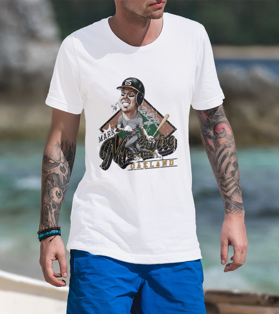 Mark McGwire Oakland Athletics Baseball Caricature Bruce Stark T-Shirt