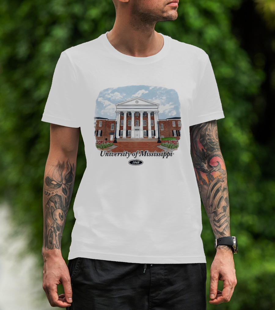 University Of Mississippi Ole Miss Rebels Football 1848 Campus Building T-Shirt