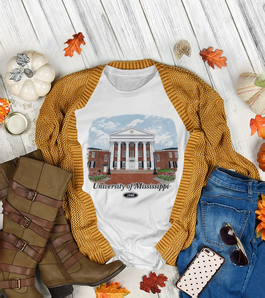 University Of Mississippi Ole Miss Rebels Football 1848 Campus Building T-Shirt