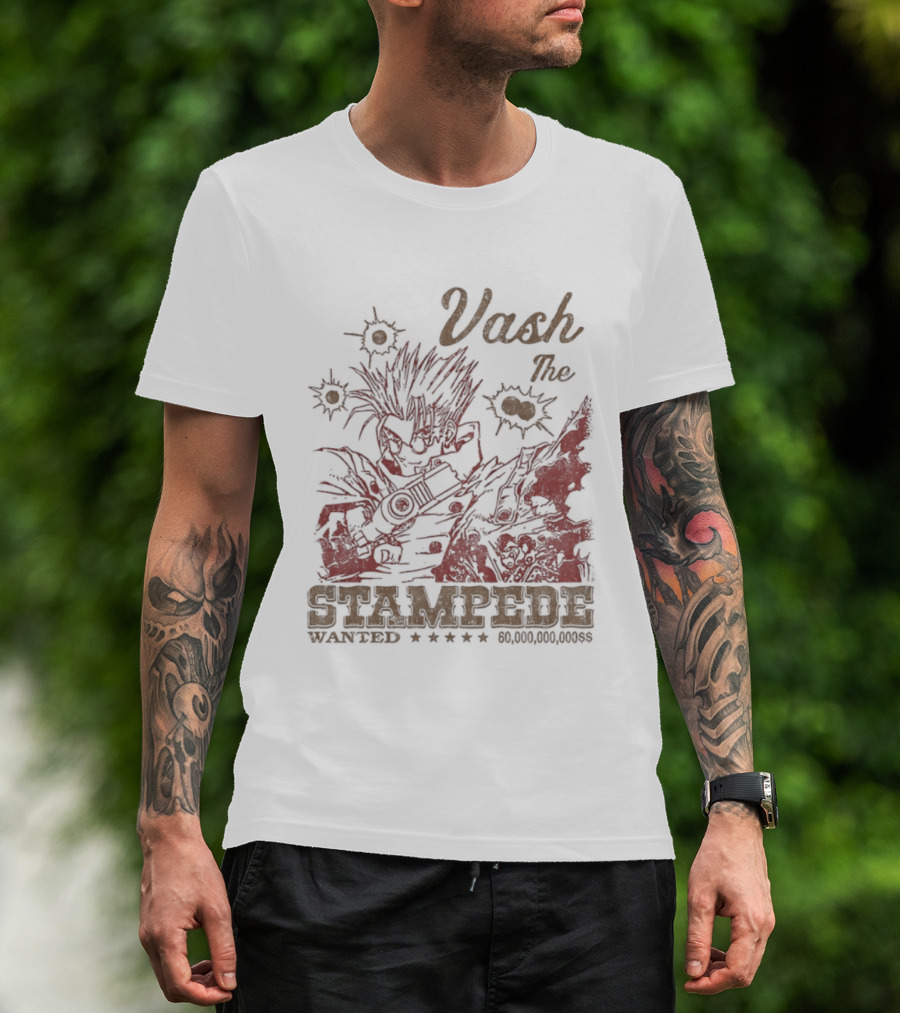 Vash The Stampede Wanted Bounty Hunter Anime T-Shirt