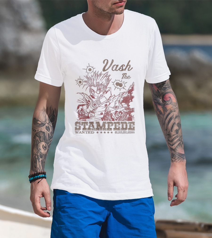Vash The Stampede Wanted Bounty Hunter Anime T-Shirt