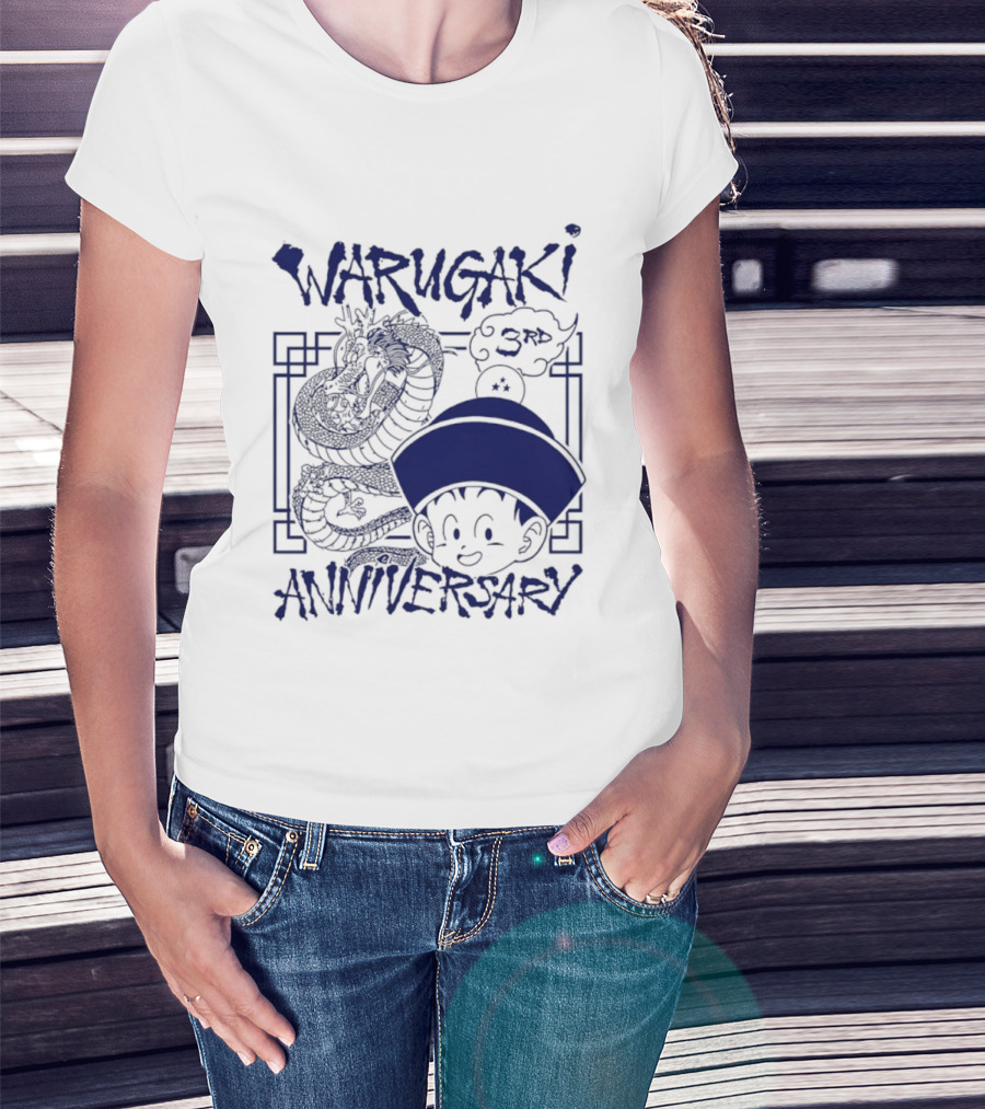 Warugaki 3th Anniversary With Dragon And Child In Blue T-Shirt