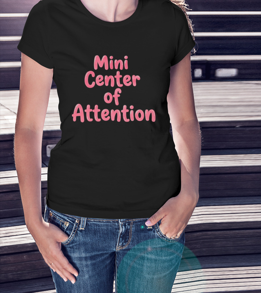 Mini Center Of Attention Pink Bubble Letters T-Shirt
