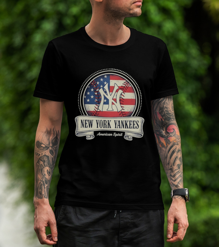 New York Yankees American Flag Baseball Emblem MLB T-Shirt
