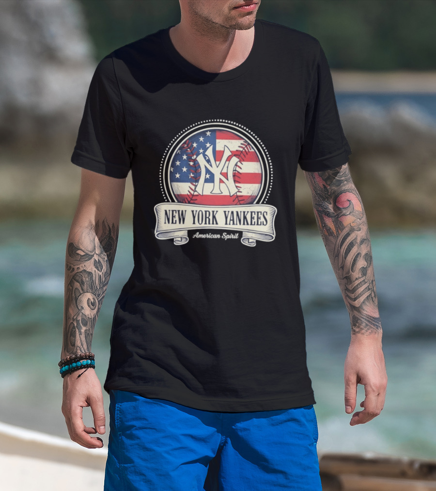 New York Yankees American Flag Baseball Emblem MLB T-Shirt