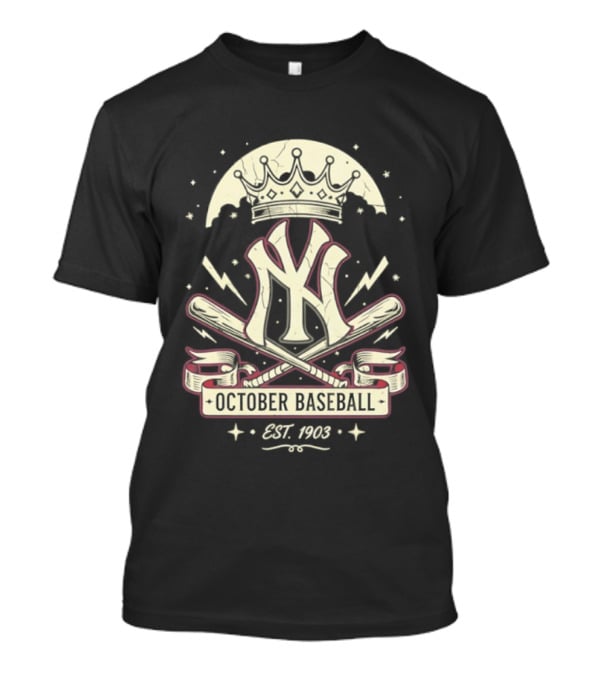 New York Yankees October Baseball Retro Emblem Est 1903 T-Shirt