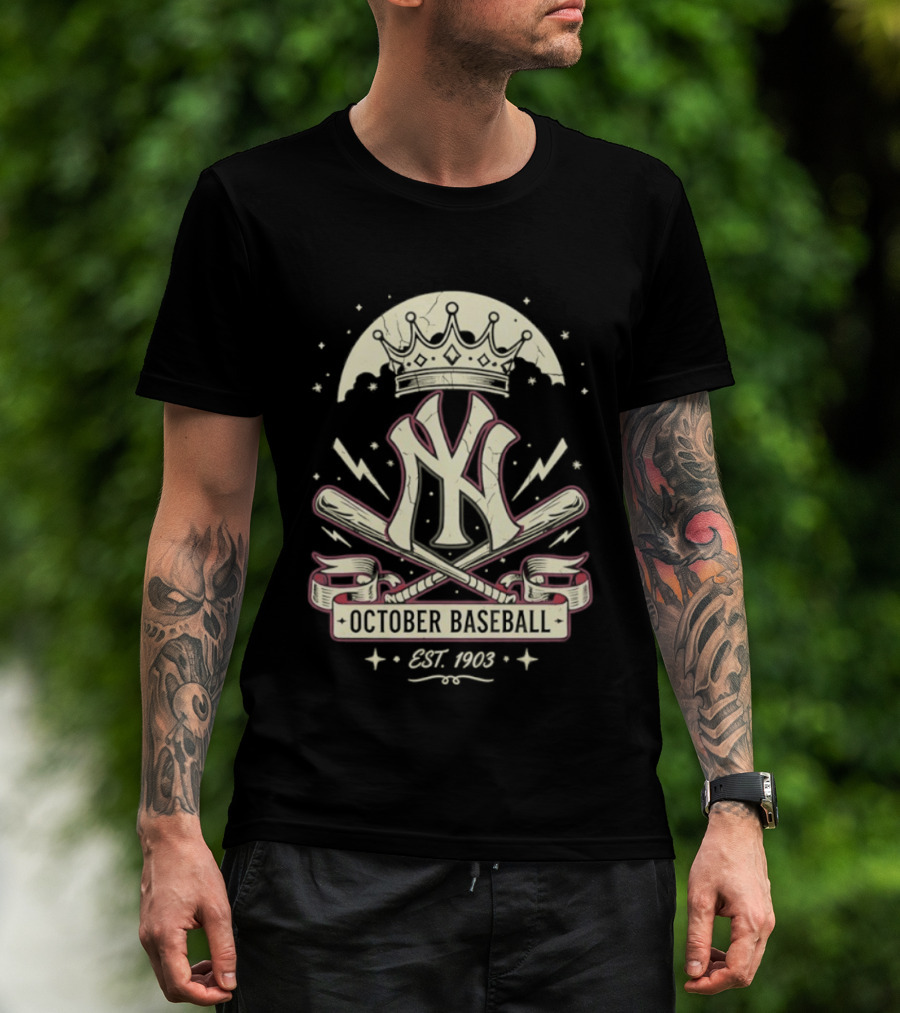 New York Yankees October Baseball Retro Emblem Est 1903 T-Shirt