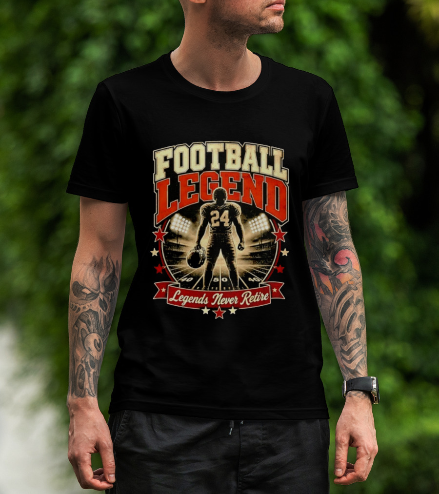 Football Legend 24 Legends Never Retire Stadium Stars T-Shirt